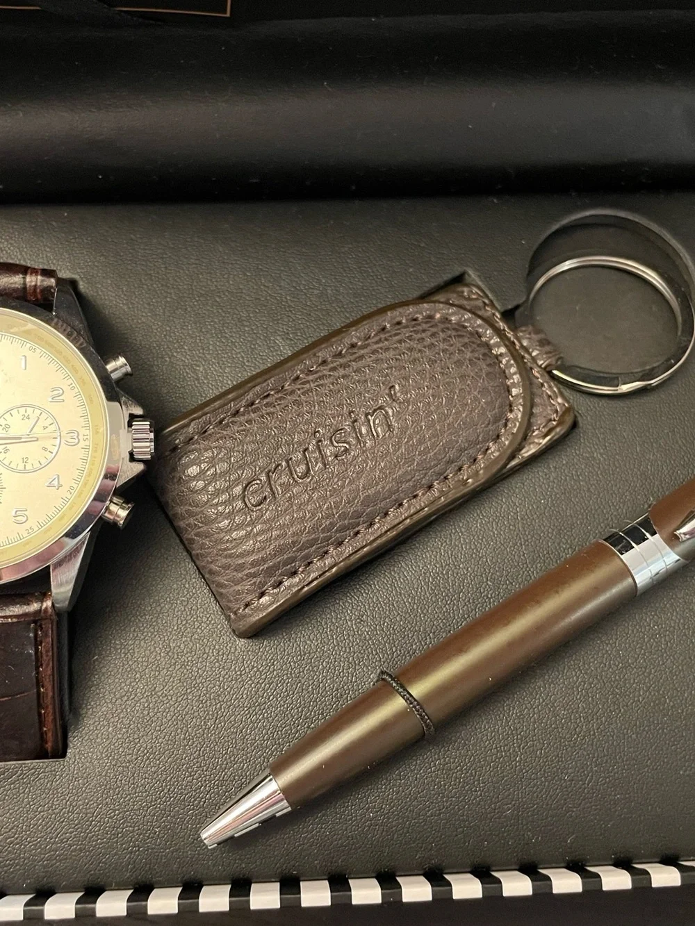 Cote d'Azur Men's Brown Leather Watch Gift Set